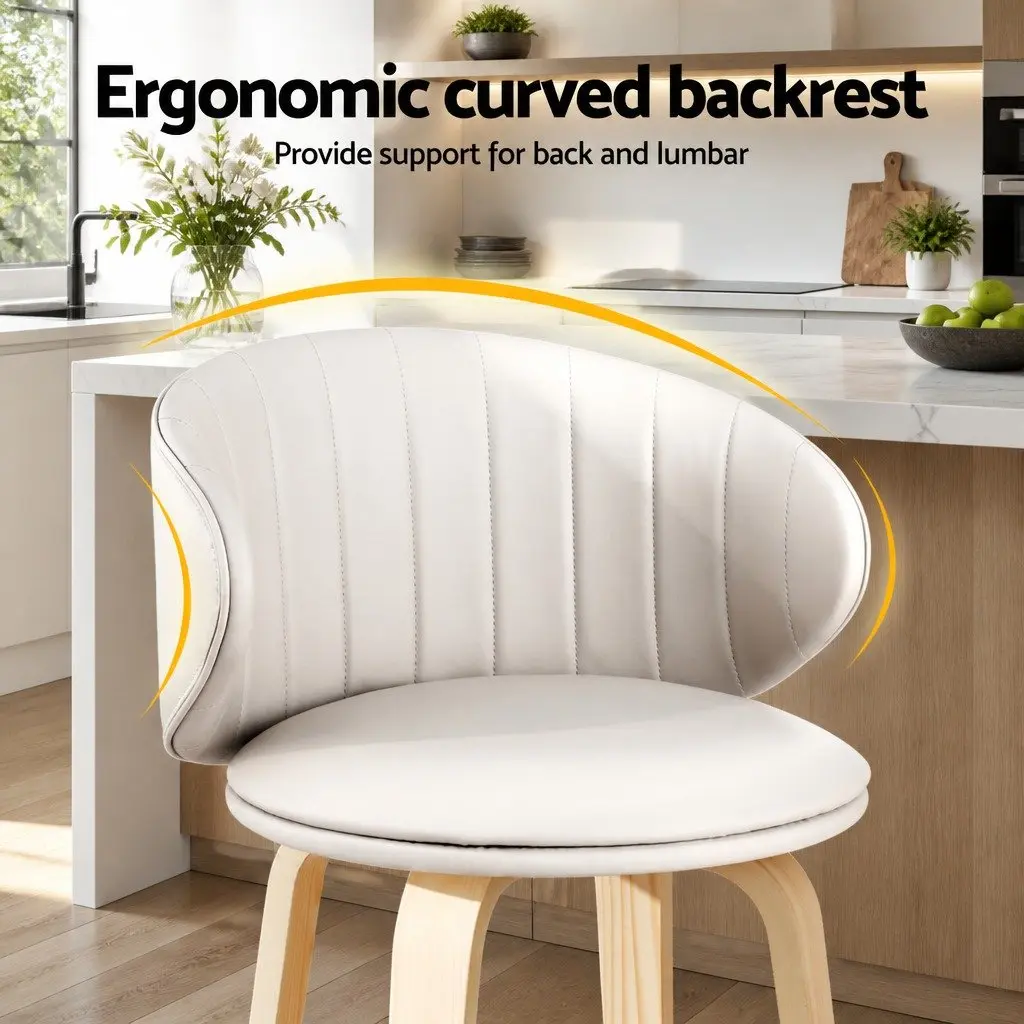 Bar Stools Padded Seat Contoured Backrest 65cm Beige Set of 4