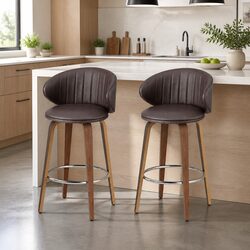 Set of 2 Bar Stools with Padded Seat and Backrest