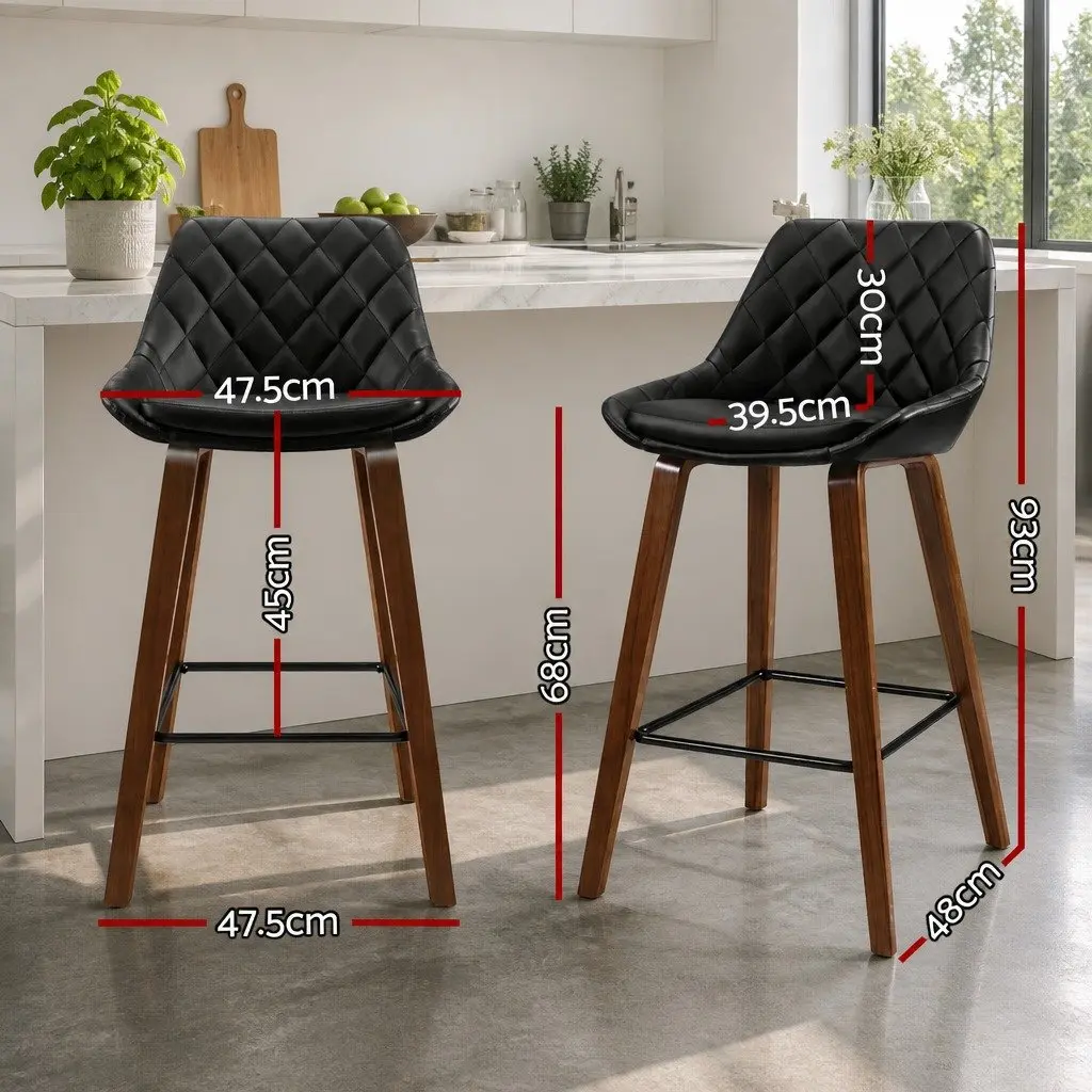 Bar Stools PU Leather Seat with Backrest 68cm Black