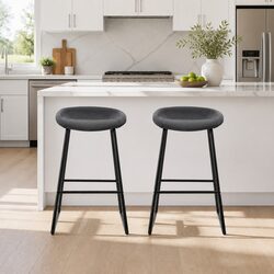 Bar Stools Set of 2 with Metal Frame and Padded Seats