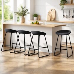 4-Piece Bar Stool Set with Metal Frame and PU Leather