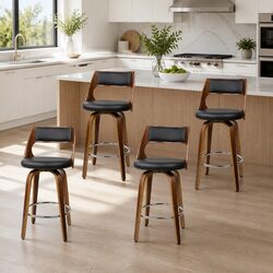 4-Piece Black Bar Stools with Swivel Seats, 92cm Height