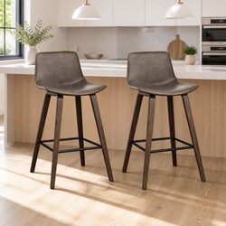 Bar Stools - Set of 2 with Padded Seat and Backrest