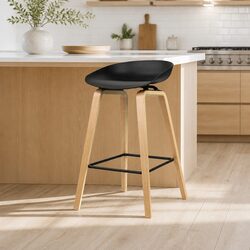 4-Piece Bar Stool Set with Black Bentwood Design