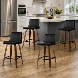 4-Piece Bar Stool Set with Swivel Seats and Backrests