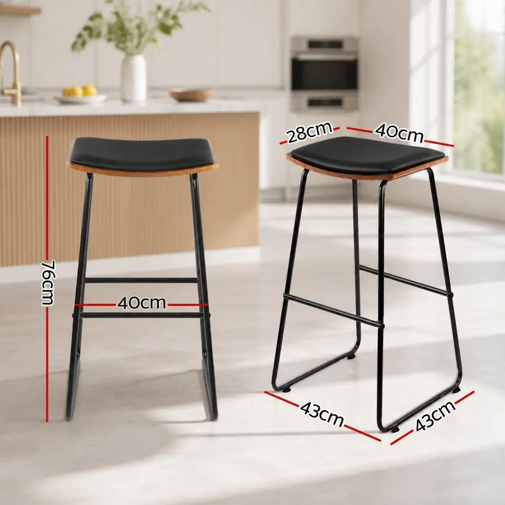 Bar Stools Comfort Padded Seat 76cm Black