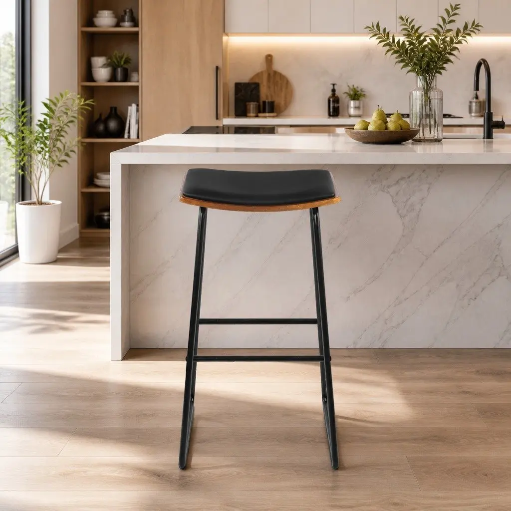 Bar Stools Comfort Padded Seat 76cm Black