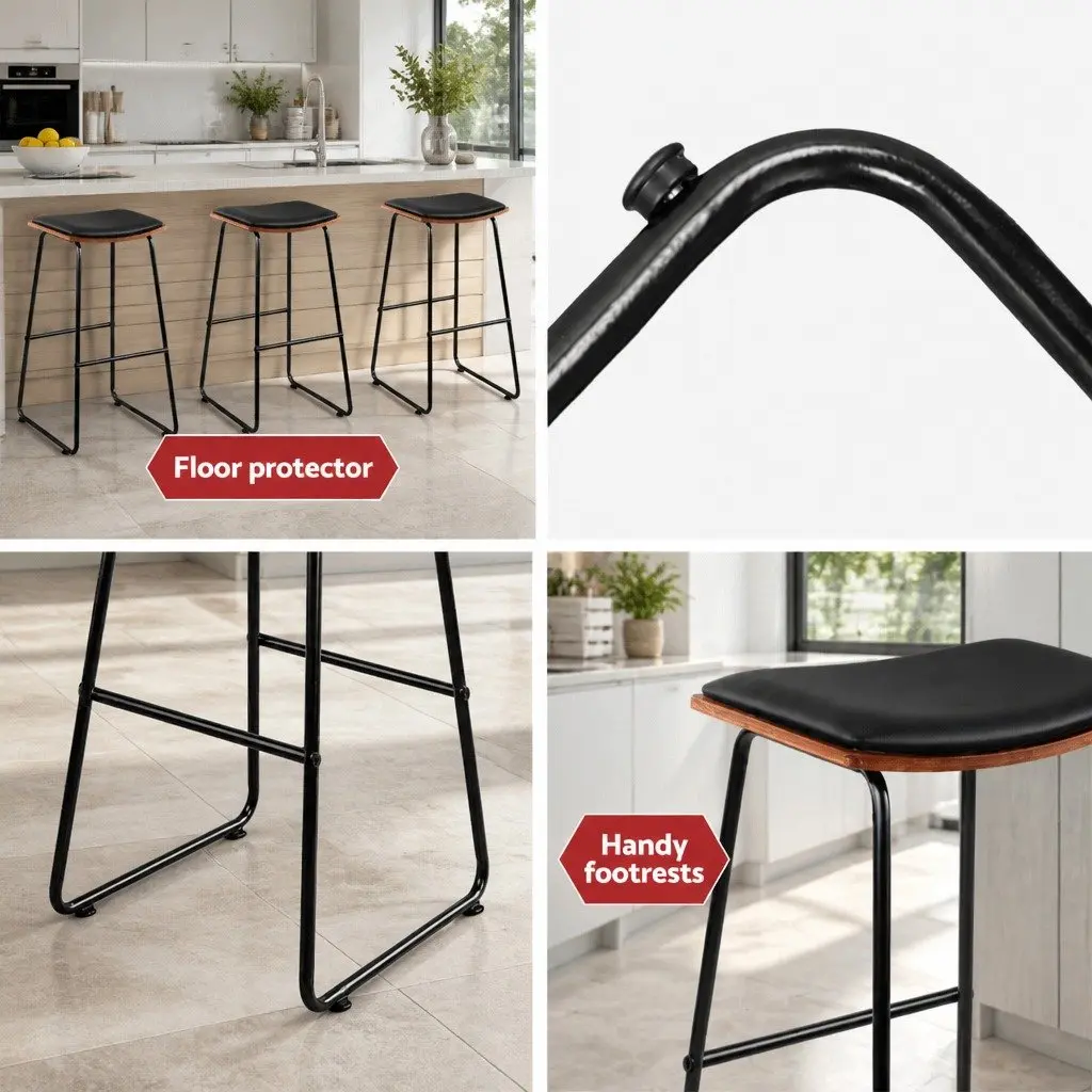 Bar Stools Comfort Padded Seat 76cm Black