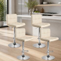 Bar Stools Set of 4 with Adjustable Height and Swivel Seat