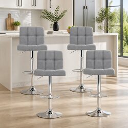 4-Piece Grey Bar Stool Set with Adjustable Height