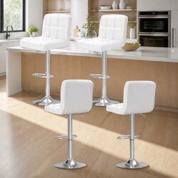Faux Leather Bar Stools Set of 4 with Gas Lift