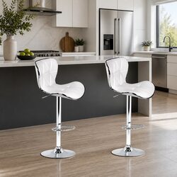 Adjustable Height Bar Stools with Chrome Base - Set of 2