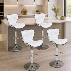 Bar Stools Set of 4 with Height Adjustment and Chrome Base