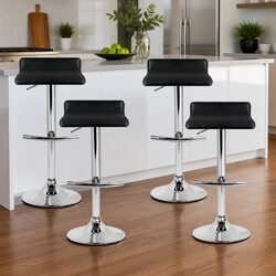 Adjustable Black Bar Stools Set of 4 with Swivel Feature