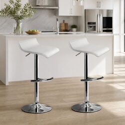 Adjustable Bar Stools 2 Pack with Gas Lift in White