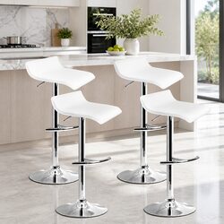 Set of 4 Adjustable Gas Lift Bar Stools in White