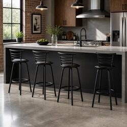 Black Swivel Bar Stools Set of 4 with Footrest