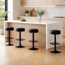 Black Bar Stool Set of 4 with Adjustable Height