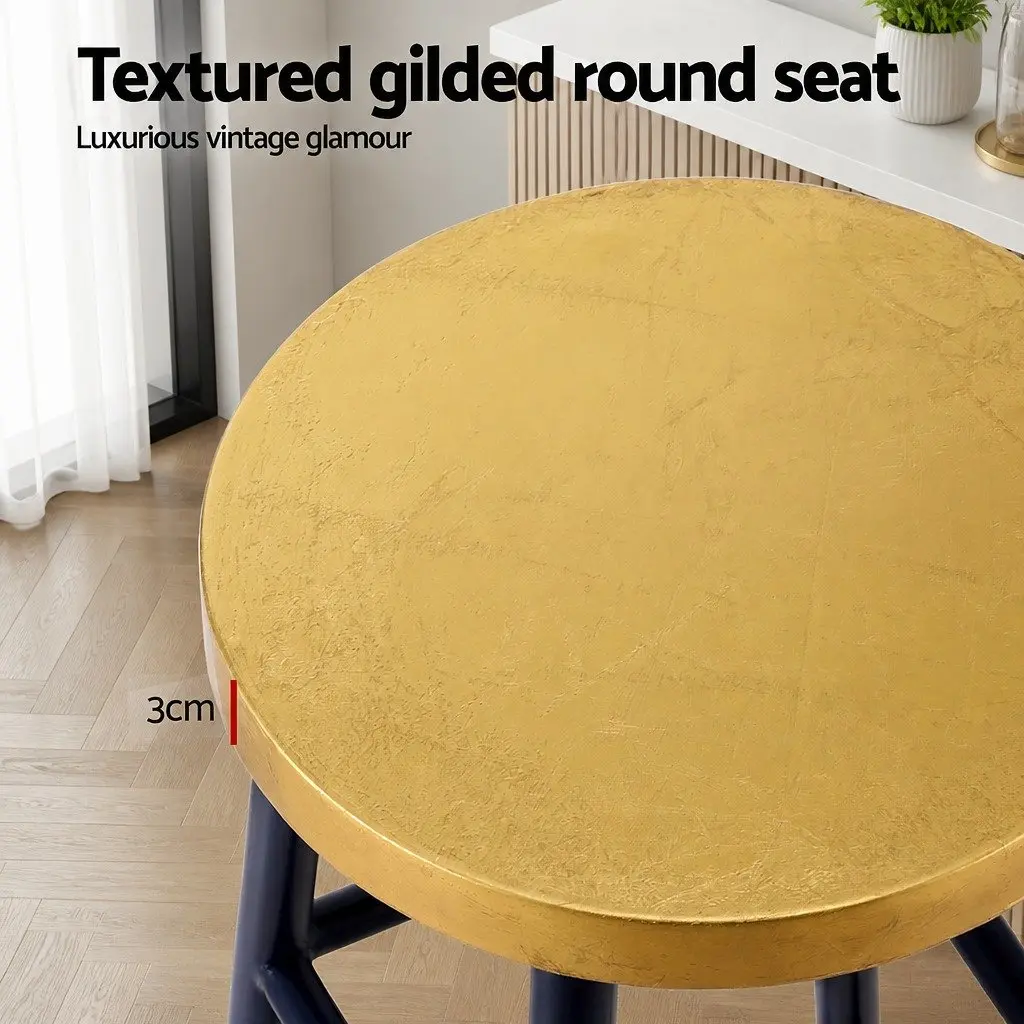 Bar Stools Modern Two-Tone Metal 76cm Navy Gold Set of 4