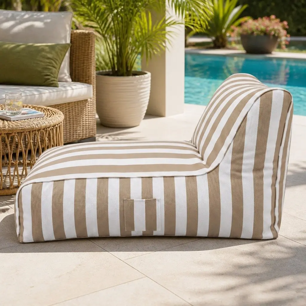 Bean Bag Chair Cover L-Shape Indoor Outdoor Lounge Sofa Water-Resistant