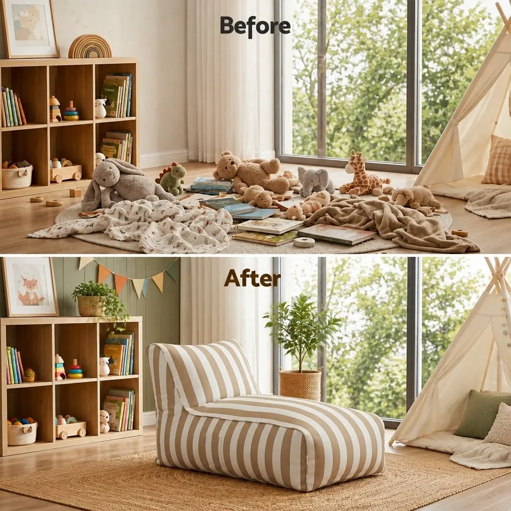 Bean Bag Chair Cover L-Shape Indoor Outdoor Lounge Sofa Water-Resistant