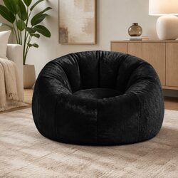 Bean Bag Chair Cover in Faux Fur, Large Round Design