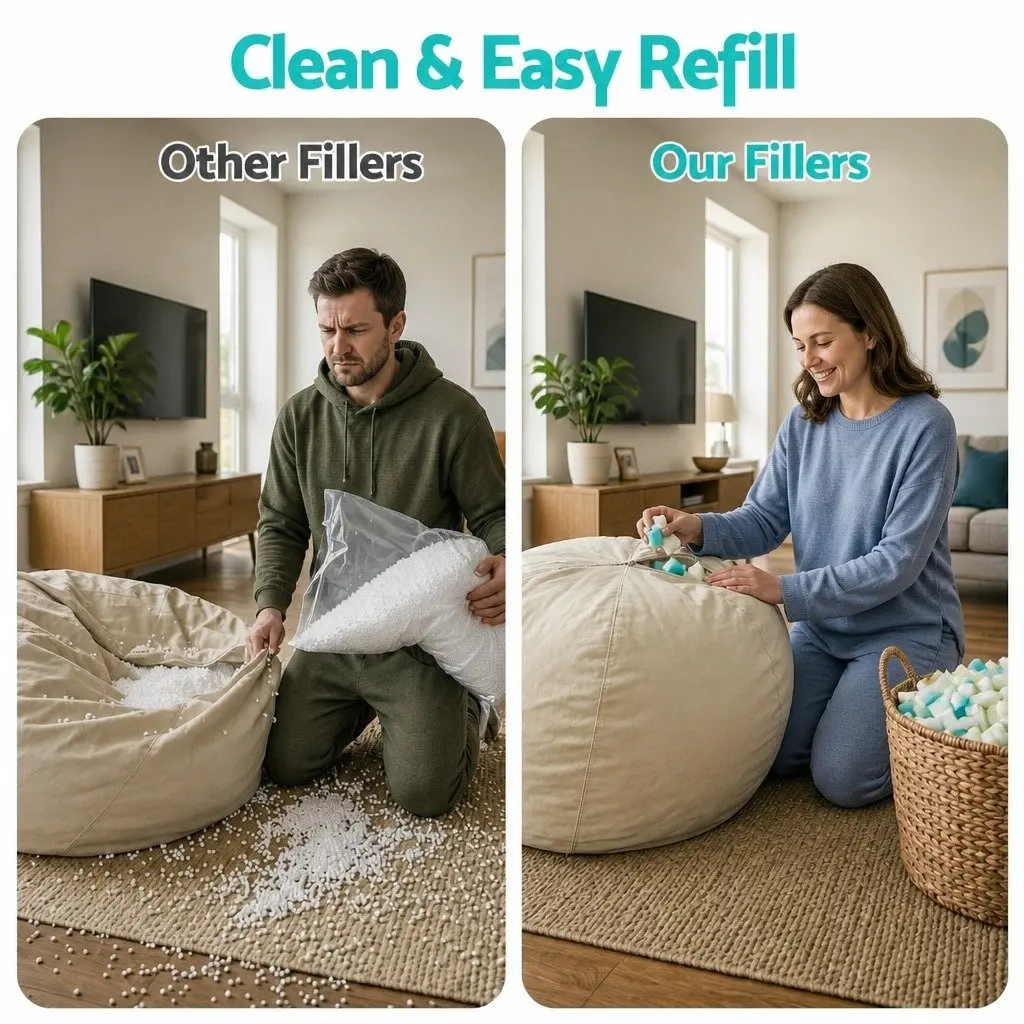 Bean Bag Filler Shredded Memory Foam 15lbs High Density Soft Stuffing for