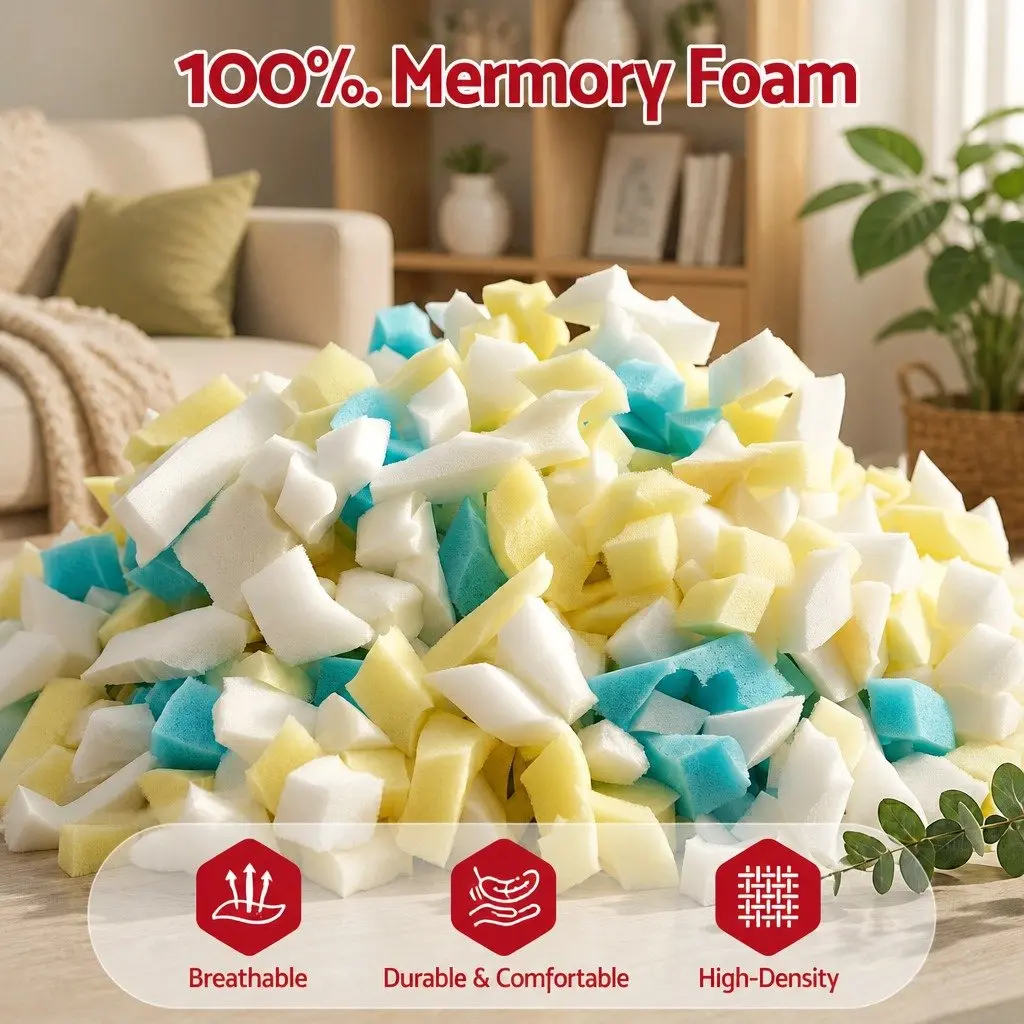 Bean Bag Filler High Density Shredded Memory Foam 5lbs Yellow White