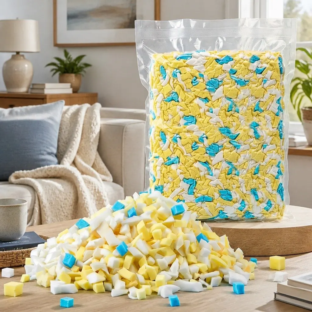 Bean Bag Filler High Density Shredded Memory Foam 5lbs Yellow White