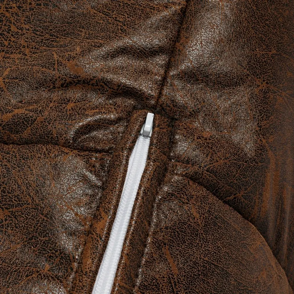 Bean Bag Chair Cover PU Leather Brown Modern Relax Couch Sofa Indoor Furniture
