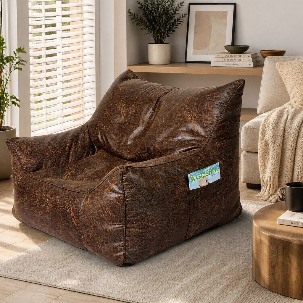 Bean Bag Chair Cover Easy Clean Portable Dark Brown
