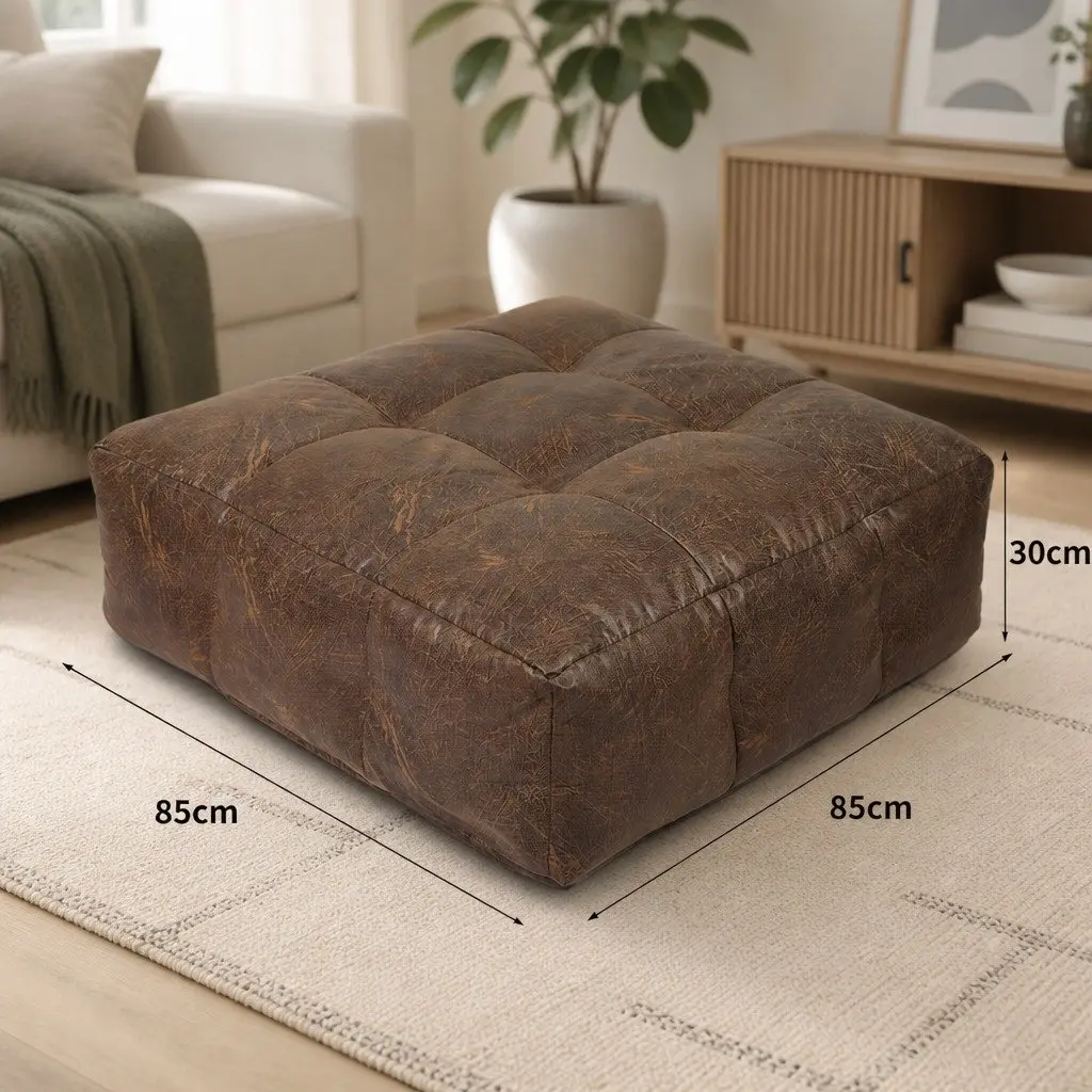 Bean Bag Cover Chair Modular Ottoman Easy Clean Zipper Opening Brown 85cm