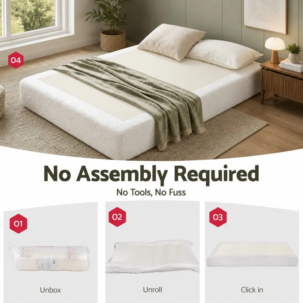 Compression Bed Frame No Assembly Double Size High Density Sponge White
