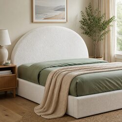 Double Bed Headboard with Boucle Fabric, 154cm Wide