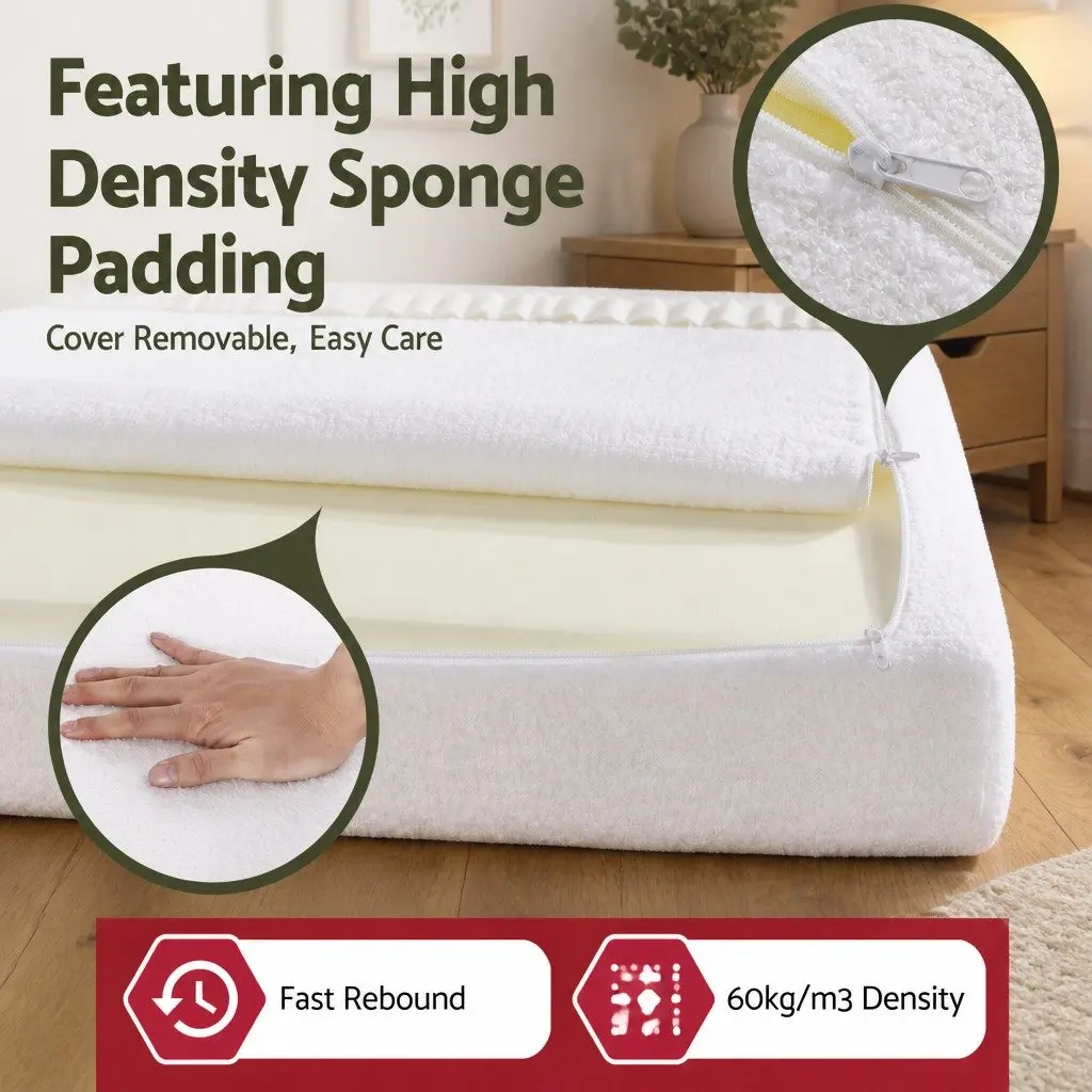 Double Foam Headboard No-Assembly 154cm Wide Boucle Fabric White