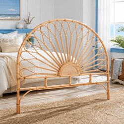 Queen Bed Headboard in Natural Rattan with Easy Setup