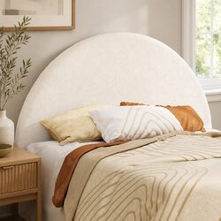Arch Design Queen Bed Headboard in White Boucle