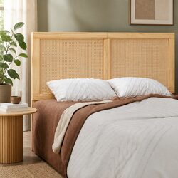 Double Bed Headboard in Rattan and Pine Wood