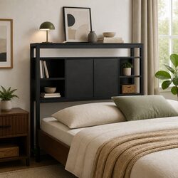 Functional King Single Bed Headboard with Integrated Charging