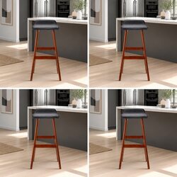 Bar Stools Set of 4 with Black Bentwood and Padded Seats