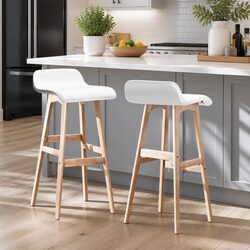White Bar Stools Set of 2 with Bentwood Frame