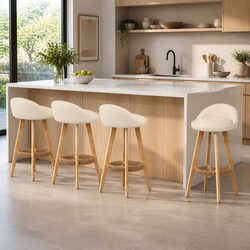 Stylish 4-Piece Bar Stool Set with Beige Padded Seats