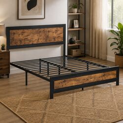 Metal Bed Frame for Queen Mattress with Storage Option