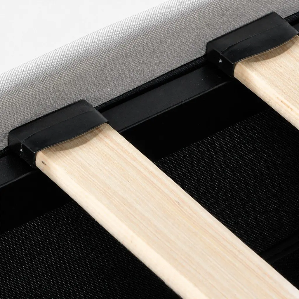 Queen Size Bed Frame with USB Charging Ports and RGB LED Lighting Adjustable Headboard White