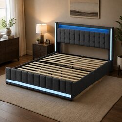 Double Bed Frame with Storage Drawers and Power Outlets