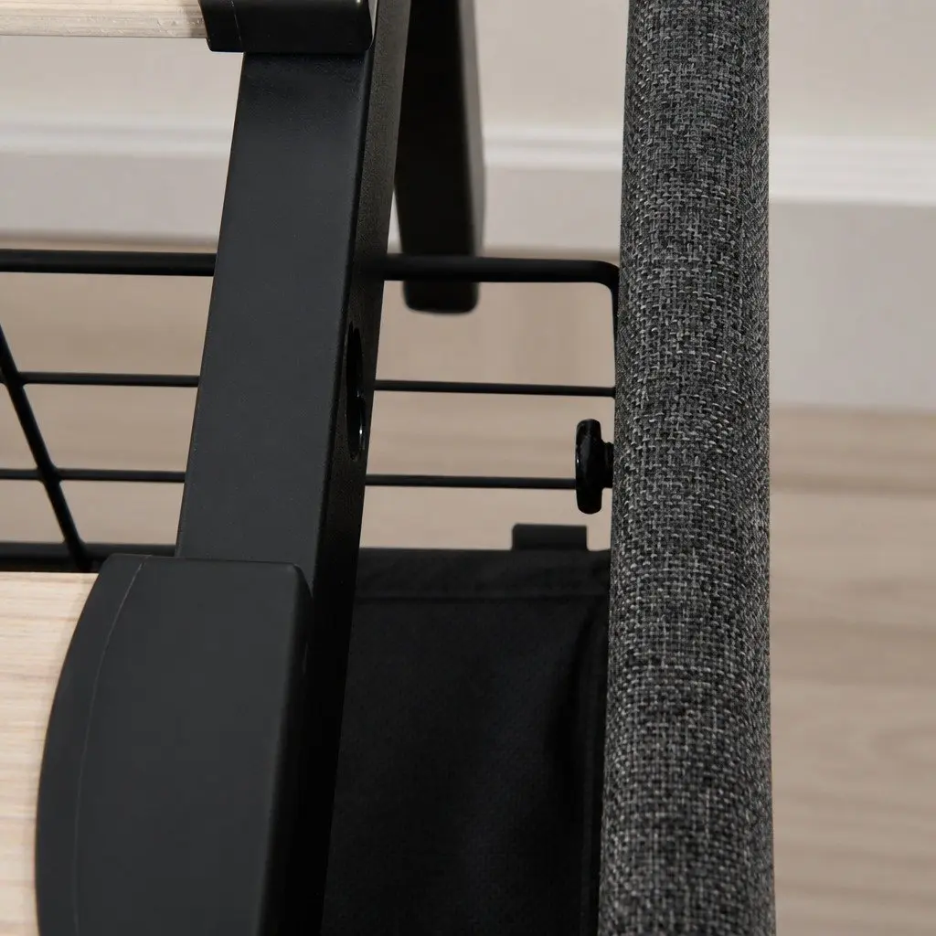 King Bed Frame with Storage Drawers USB Charging Ports Linen Grey