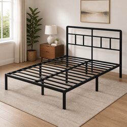 Heavy-Duty Double Metal Bed Frame with Headboard