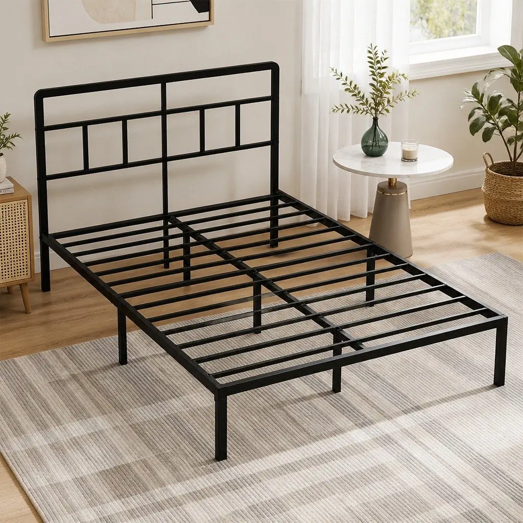 Double Bed Frame Heavy Duty Storage 120x190cm Black