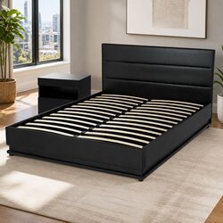 Double Bed Frame and LED Bedside Table Set with RGB Lighting