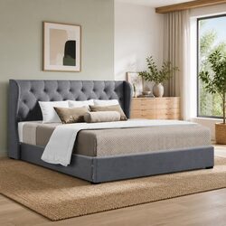 King Size Bed Frame with Gas Lift and Tufted Headboard